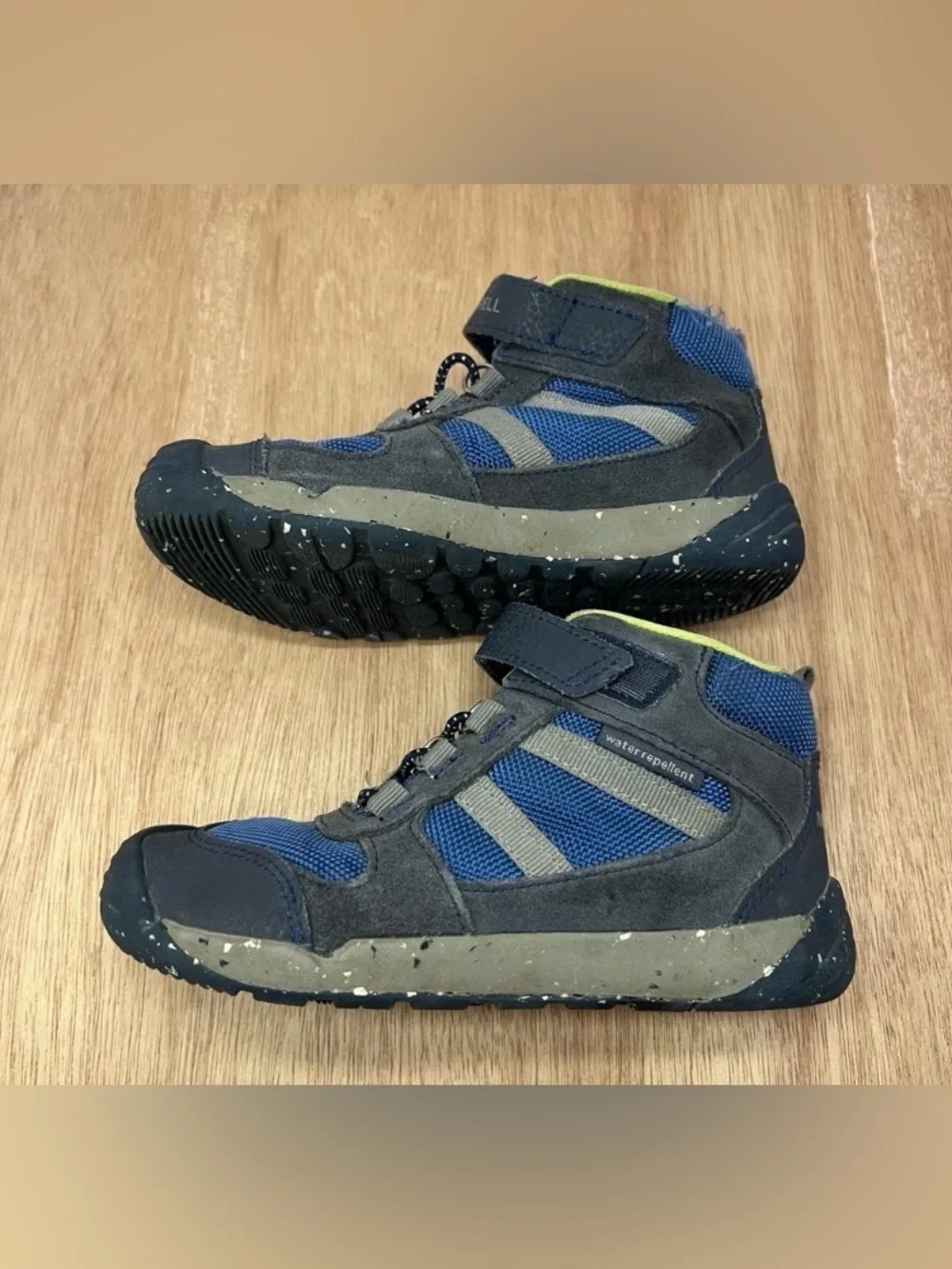 Merrell Bare Steps Ridge Kids 11M Blue Water Repellent Hiking Boots MK262386